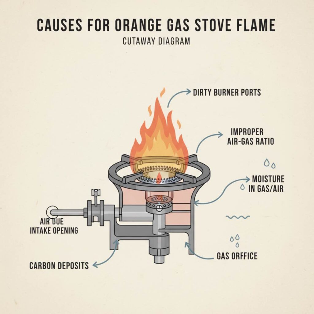 How to Fix Orange Flame in Gas Burner - an easy step by step guide in 5 simple steps 3 causes of orange gas stove flame
why orange flame in gas stove
causes of orange flame in gas burner