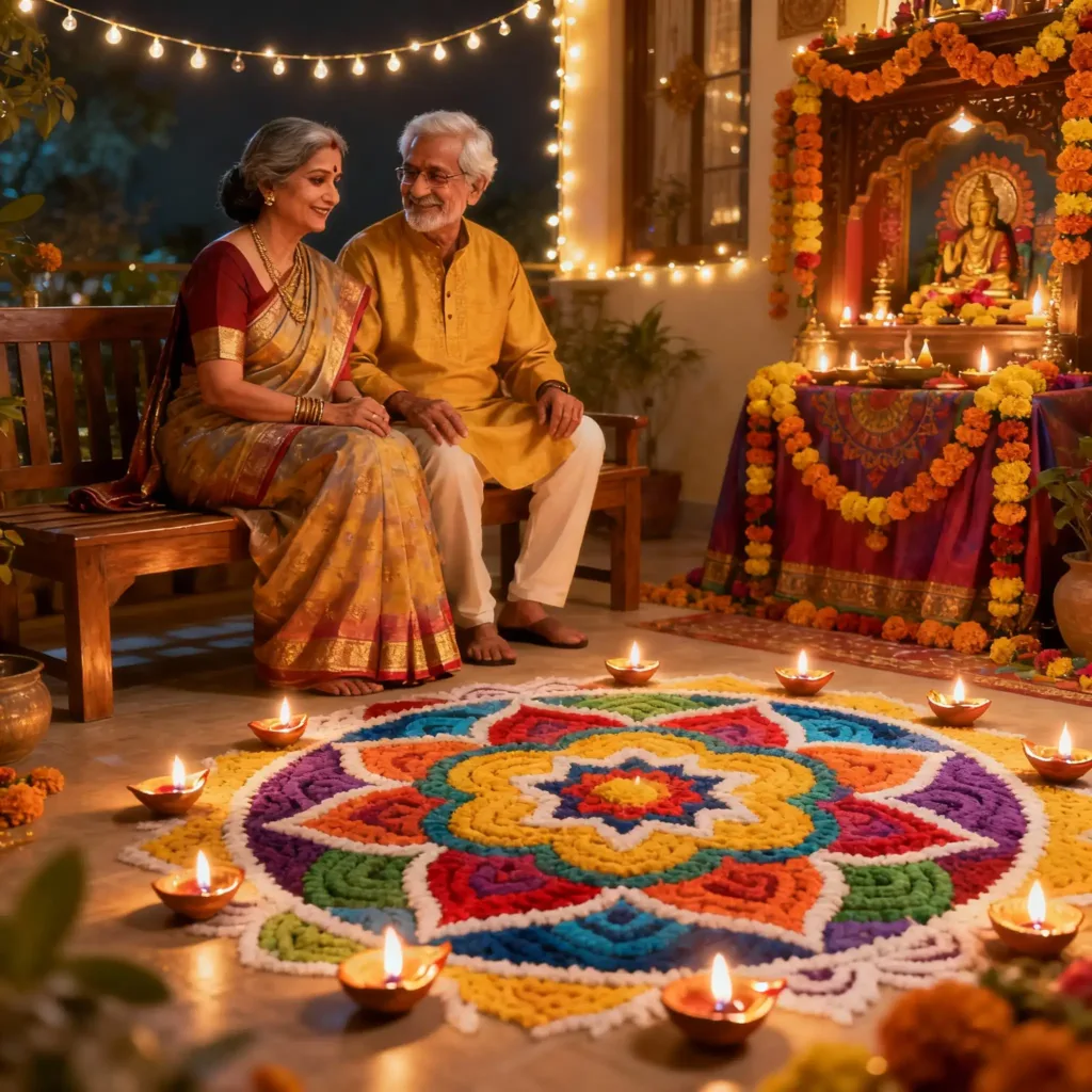 10 Simple AI Prompts to Create Stunning Diwali 2025 Photoshoot Images with Your Own Photo 6 AI Prompts to create diwali images
Deepawali 2025 photoshoot with AI
AI creates stunning diwali images